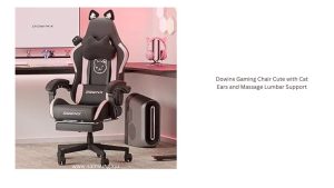Dowinx Gaming Chair Cute with Cat Ears and Massage Lumbar Support